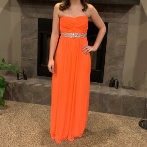 Bright coral prom dress